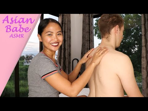 Asian Babe ASMR | Stress-Relieving Back Rub at Dusk (Tickle Massage: Head, Neck, Shoulders, Back)