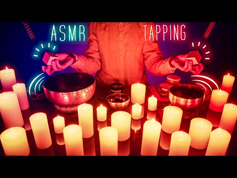 ASMR | Singing Bowls & TAPPING 🕯️by Candlelight (blown out 1 by 1)