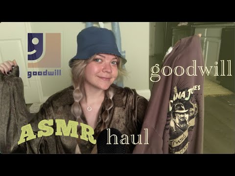 goodwill thrift haul asmr 💚 ~ clothing show & tell + fabric scratching