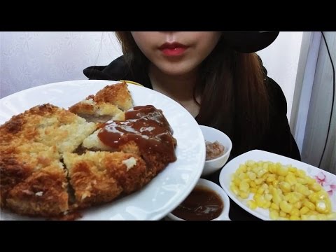 한국어 ASMR : Pork cutlet 돈까스 스위트콘 밥 알타리김치 이팅사운드 먹방 super crunchy Eating sounds mukbang tonkatsu とんかつ