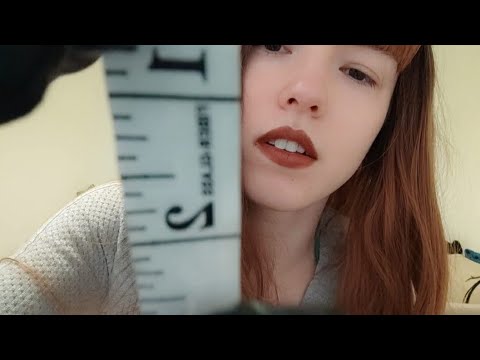 ASMR leather gloves measuring your face for a sculpture roleplay paper writing sounds