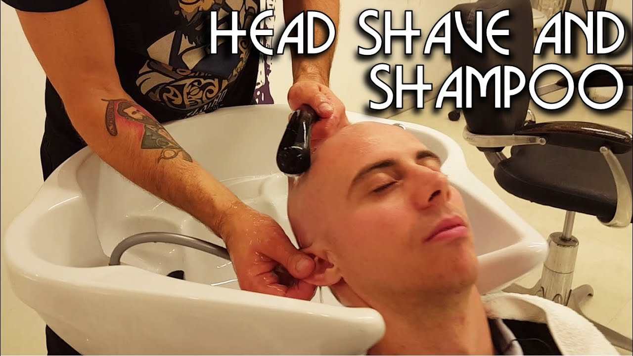 💈 Italian Barber - Head Shave with Shampoo - ASMR no talking - Water Sounds