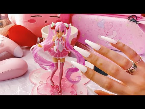 ASMR Lens tapping/build up tapping & scratching | pink triggers only 💕