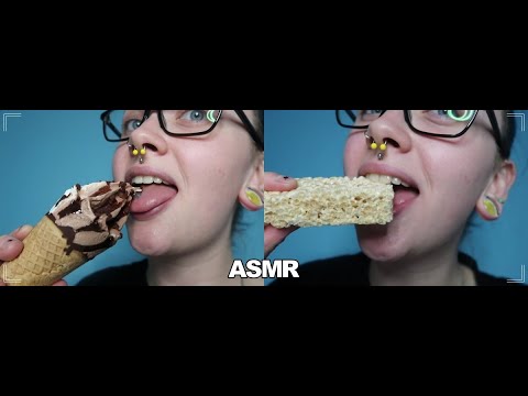 ASMR Soft Serve Ice Cream Cone, Rice Krispies Treat & Some Chewing Gum [Eating Sounds] 🍨