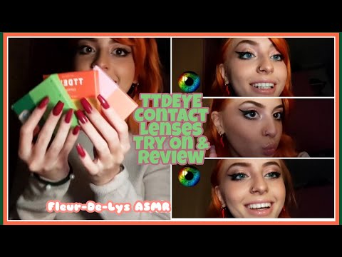 Lo-Fi ASMR | 👁️ TTDEYE Contact Lenses Try On/Review 💚 [TAPPING/TINGLY WHISPERING] 🌈