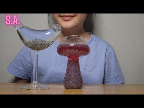 Asmr | Grape Flavor & Water with Basil Seeds Drinking Sounds (NOTALKING)