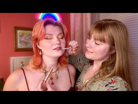 ASMR Makeup for a Night Out with My Identical Twin Sister | Soft Spoken Skincare & Application RP