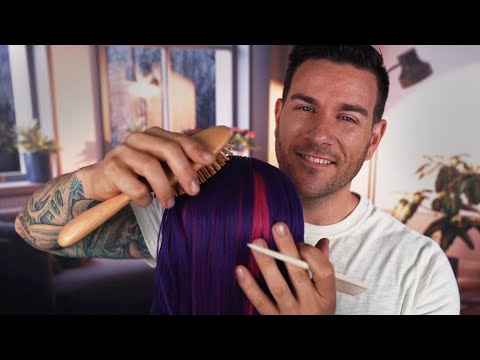 ASMR | Relaxing Hair Brushing w/ Lots of Different Brushes | No Talking Male