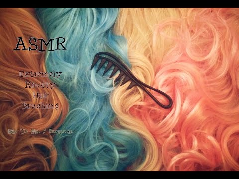 ASMR Extremely Knotty Hair Brushing . Ear To Ear . No Whispering