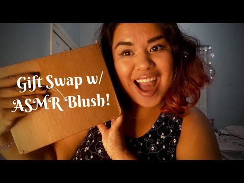 ASMR Gift Swap w/ ASMR Blush! (Crinkling, Tapping, Whispering & Eating)