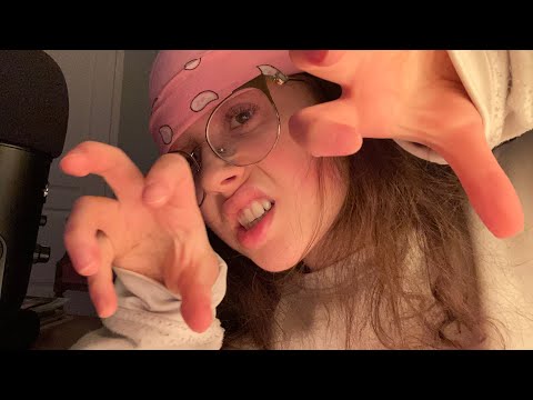 ASMR invisible scratching + inaudible whispers and mouth sounds