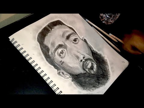 Drawing nipsey hussle ( detailing) Asmr