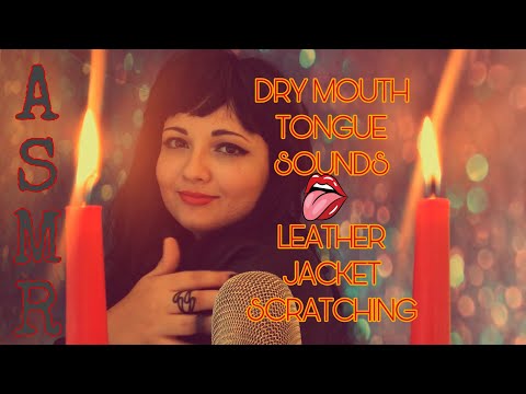 ASMR LEATHER JACKET, DRY MOUTH SOUNDS, TONGUE CLICKING FLUTTERING
