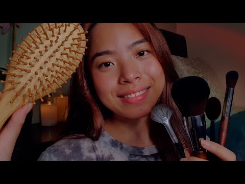 ASMR Your Favourite Brushing Triggers 🌛 Whispering Your Names 💌 Face/Hair Brushing (Layered Sounds)