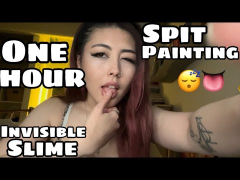 ASMR 1 HOUR of SPIT PAINTING & INVISIBLE SLIME trigger 😴👅 (slow and fast) SUPER TINGLY ✨✨