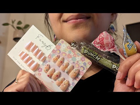 ASMR | Candy eating | Press-on nails haul