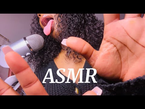 ASMR Mic Licking + Hand Movements ( LOTS OF MOUTH SOUNDS )