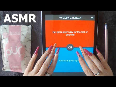 ASMR Gum Chewing Playing Would You Rather On iPad | Whispered Ramble, Tapping, Long Nails
