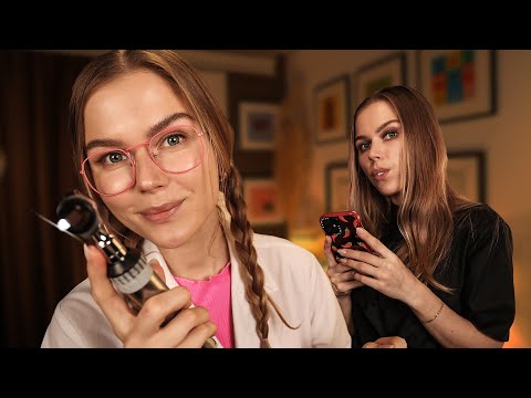 ASMR Ear Exam & Hearing Test with My Twin Sister. Medical RP Personal Attention