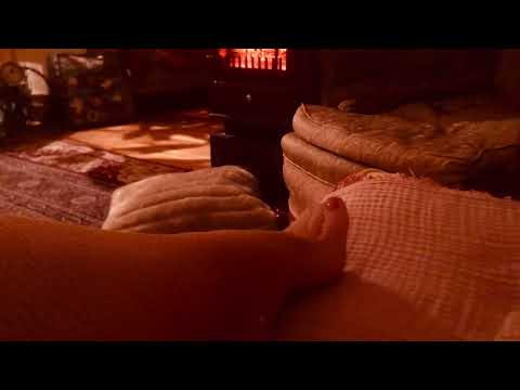 ASMR feet in fishnets by the fire