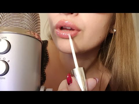 Lipgloss application | ASMR whispered with mouth sounds