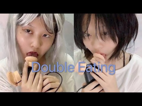 ASMR Double fast & wet Eating Licking｜Intense Sound
