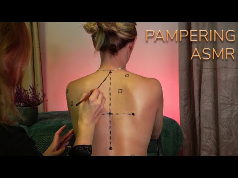 ASMR Friend Pampering | Geometry Back Drawing, Measuring and Tracing, Imperfections Mark, Hairplay