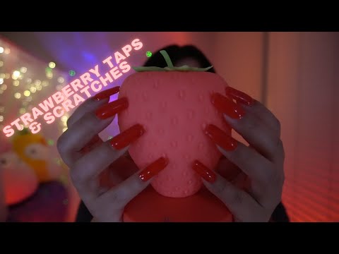 ASMR | 1st 1 hour video strawberry taps and scratching assortment for sleep 💤 ( nail taping visual )