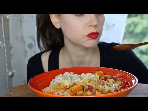 ASMR Whisper Eating Sounds | Coconut Curry Vegetable Stir Fry | Mukbang 먹방