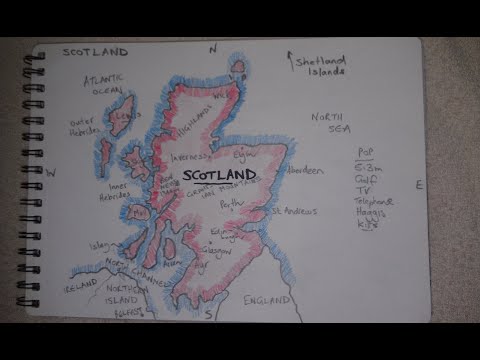 ASMR - Map of Scotland - Australian Accent - Chewing Gum, Drawing & Describing in a Quiet Whisper