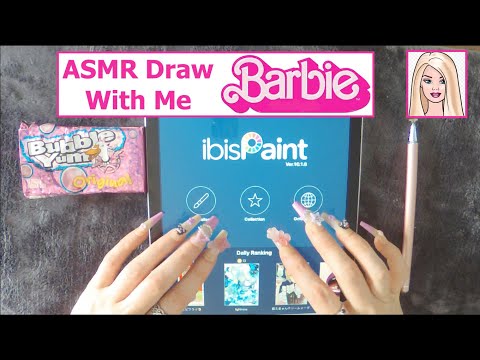 ASMR 1 Hour Long Gum Chewing Drawing Barbie on iPad | Storytime, Writing Names, Whisper, Tapping