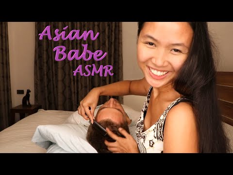 Asian Babe ASMR | Nighttime Hair Play & Brushing 💤