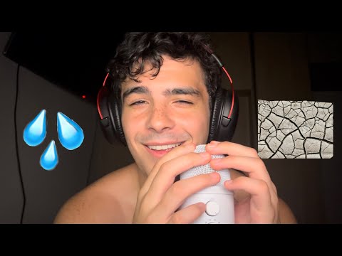 ASMR Wet vs Dry Spit Painting (with Mouth Sounds, Sticking Hand Sounds, Mic Scratching)