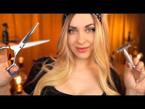 ASMR VIP Haircut, Massage, Shave, Barber Shop Roleplay Whispered
