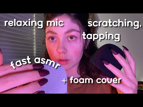 ASMR | BRAIN MELTING mic scratching, swirling, tapping FAST and AGGRESSIVE + foam cover (whispers)