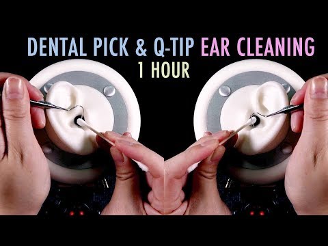 ASMR. 1 Hour of Ear Cleaning w/Dental Pick & Cotton Swabs (No Talking)