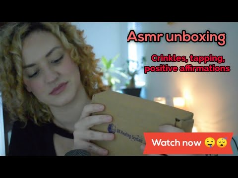 ASMR unboxing sage 💐🤤😴: crinkles, tapping, paper bag, hay sounds, positive affirmations