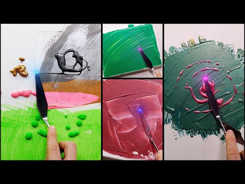 ASMR Smearing paints on canvas