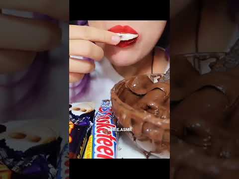 ASMR Eating Big Bites. nutella dip. White Chocolate, 3 musketeers, snickers#shorts