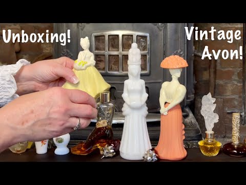 ASMR Unboxing! (Soft Spoken only) Avon vintage perfume bottles! Bubble wrap crinkles & fire sounds.