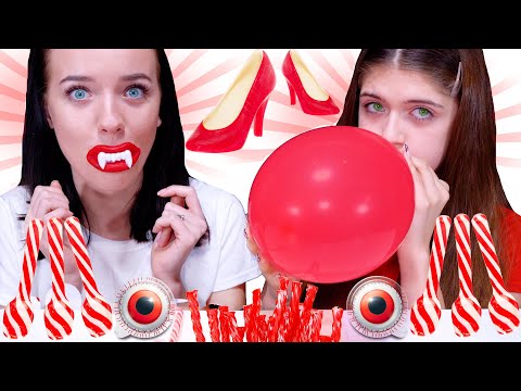 ASMR Red Food VS White Food Candy Party By LiliBu