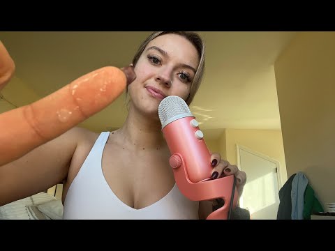 ASMR| Spit Painting Trigger Words On You! Ear To Ear Mouth Sounds,Collarbone Tapping, Mic Scratching