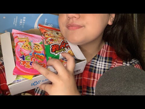 ASMR trying a Japanese snack box!!