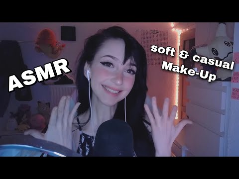ASMR ☾ soft, casual & comfy make-up tutorial ~ close whispering, make-up tapping