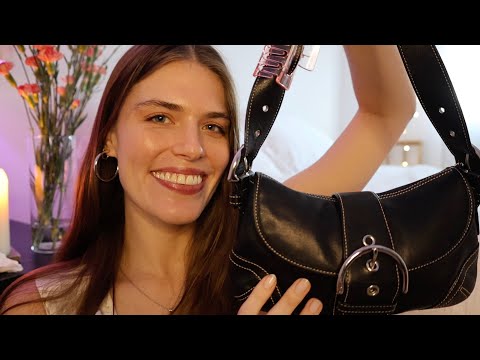 ASMR | What's In My Bag ✨ (whispering, leather sounds, tapping)