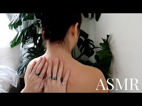 ASMR sensational back tracing, scratch + massage to sooth you (soft whisper, chop sticks, oil)