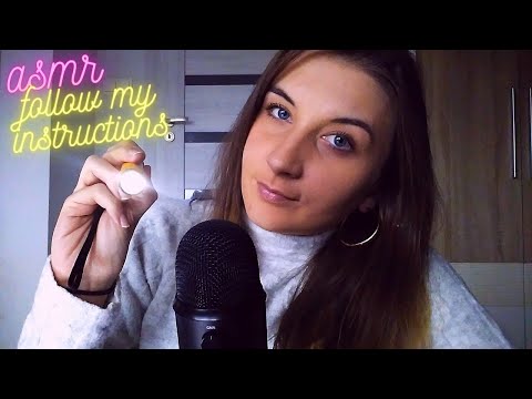 ASMR| follow my instructions with tongue clicking (follow the light, tracing, whispering)