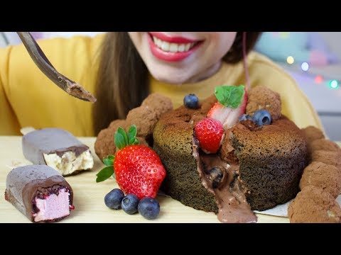 ASMR Jiggly CHOCOLATE LAVA CAKE + Magnum Ice Cream (Eating Sounds) Soothingly Spoken