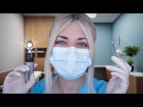 ASMR Ear Exam and Deep Ear Cleaning by Two Doctors  - Otoscope, Picking, Drops, Gloves, Typing