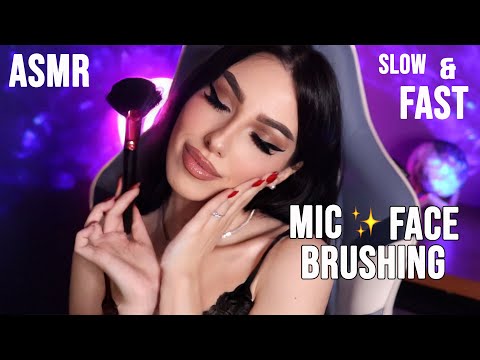 ASMR - Mic And Face Brushing Until You Fall Asleep [Slow & Fast]